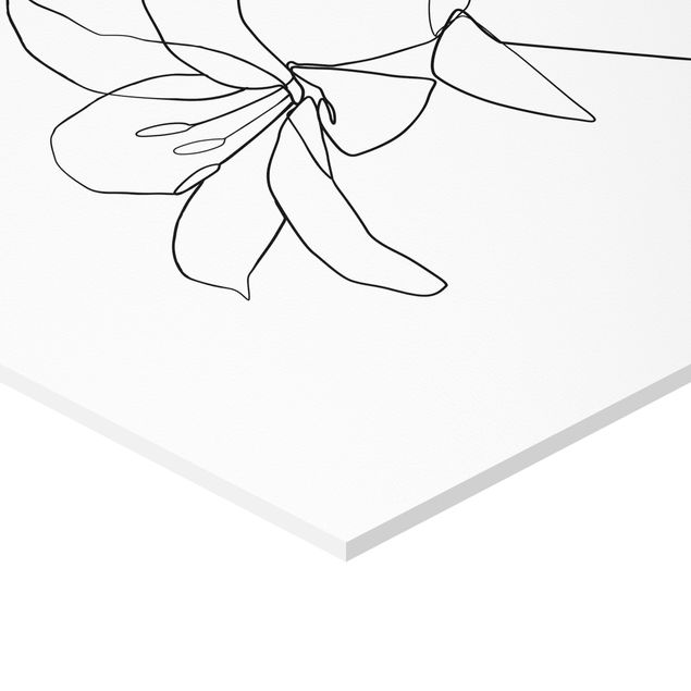 Obraz heksagonalny z Forex 2-częściowy - Kwiaty czarno-biały zestaw artystyczny