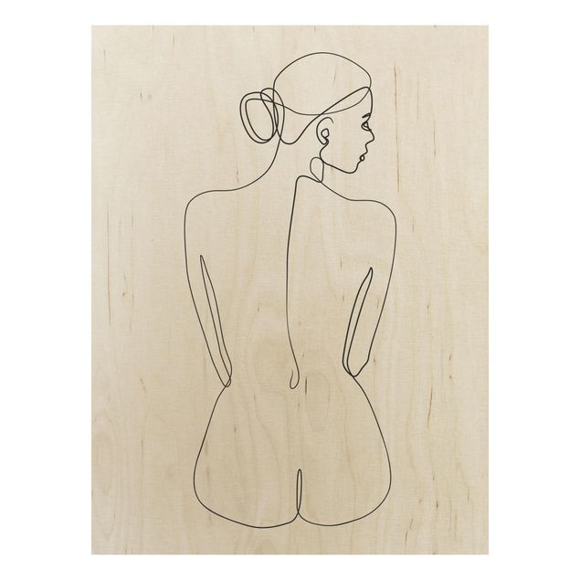 Obrazy na ścianę Line Art Naga kobieta z tyłu czarno-biały