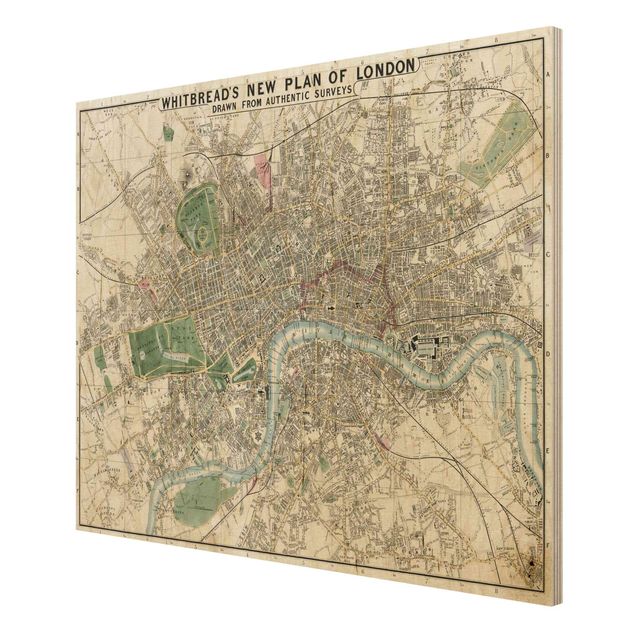 Obrazy drewniane Mapa miasta w stylu vintage Londyn