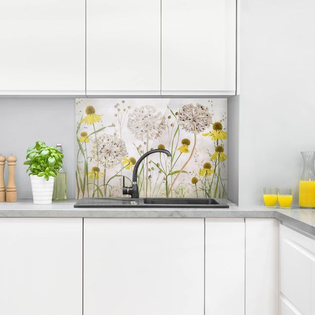 Panele szklane do kuchni Ilustracja Allium i Helenium