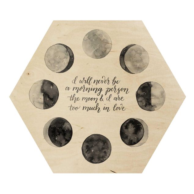 Obraz heksagonalny z drewna - Oda do Księżyca - Miłość