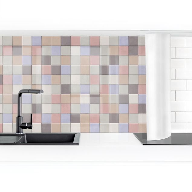 Panel ścienny do kuchni - Płytki mozaikowe - Shabby Coloured