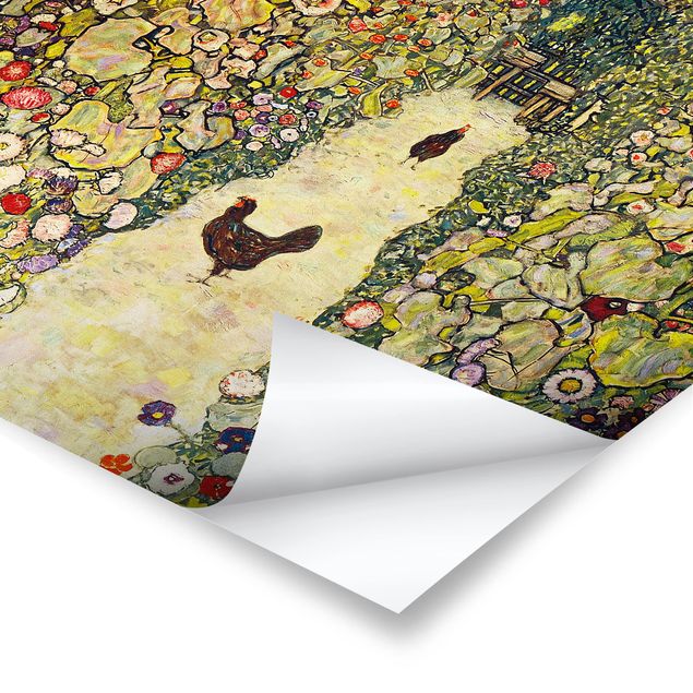 Obrazy z motywem kwiatowym Gustav Klimt - Ścieżka ogrodowa z kurczakami
