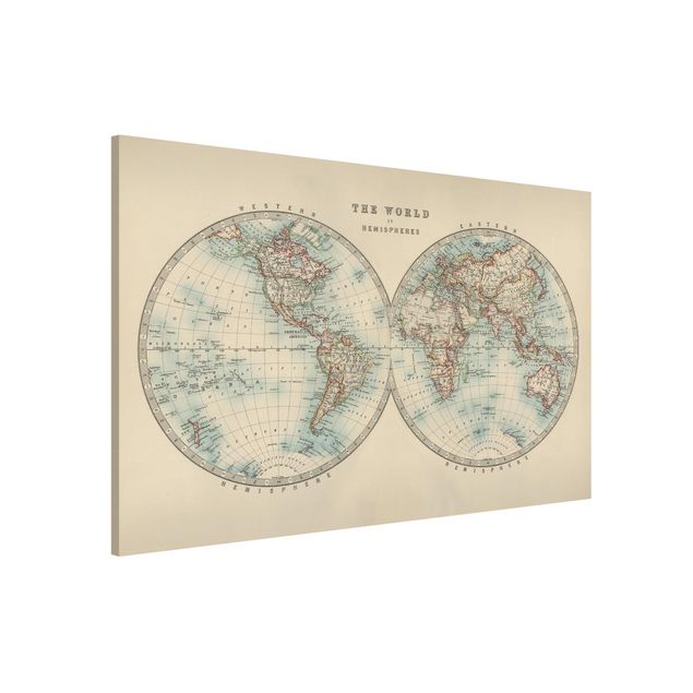 Dekoracja do kuchni Mapa świata w stylu vintage Dwie półkule