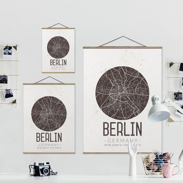 Vintage obrazy Mapa miasta Berlin - Retro