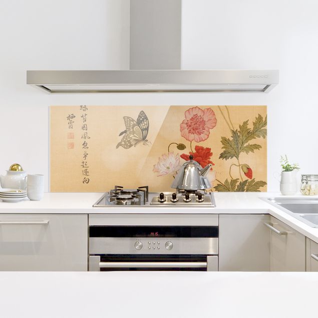 Panel szklany do kuchni Yuanyu Ma - Maki i motyle