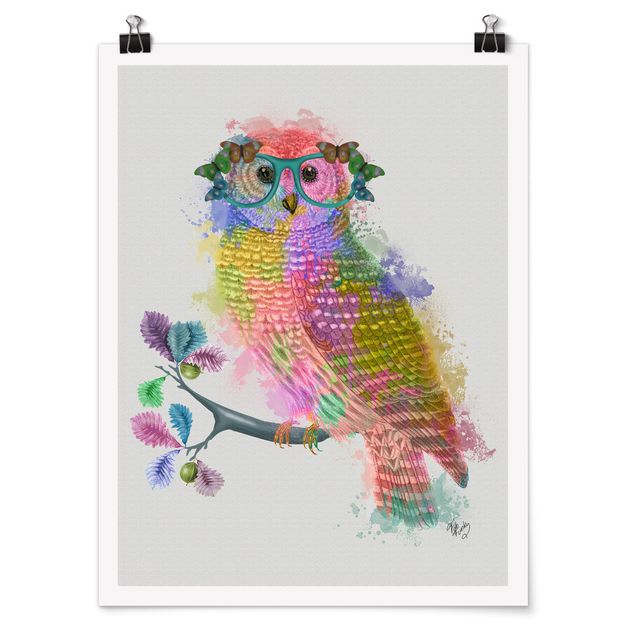 Plakat o zwierzętach Rainbow Splash Owl