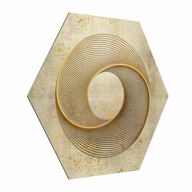 Obrazy artystów Koło sztuki liniowej Spirala złota
