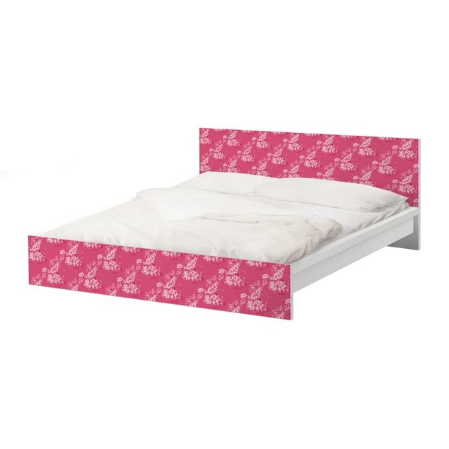 Okleina meblowa IKEA - Malm łóżko 140x200cm - Antyczny wzór kwiatowy