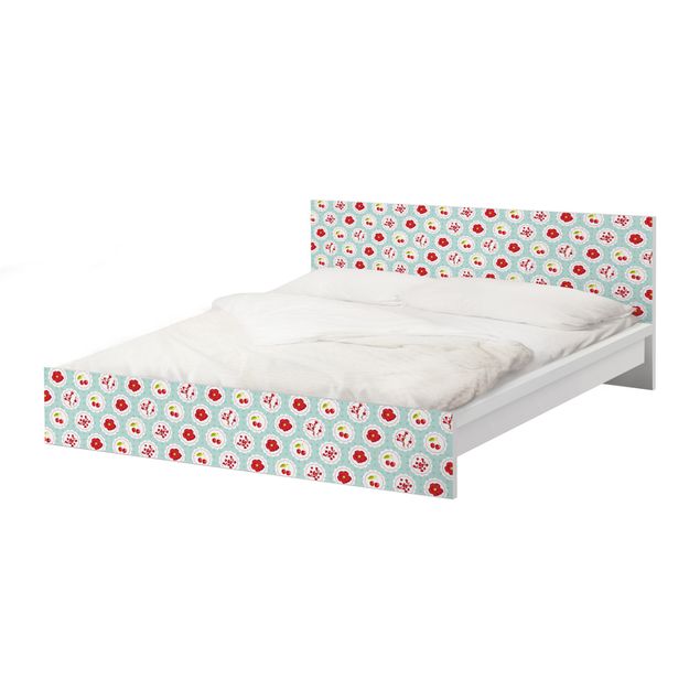 Okleina meblowa IKEA - Malm łóżko 140x200cm - wzór na czereśnie