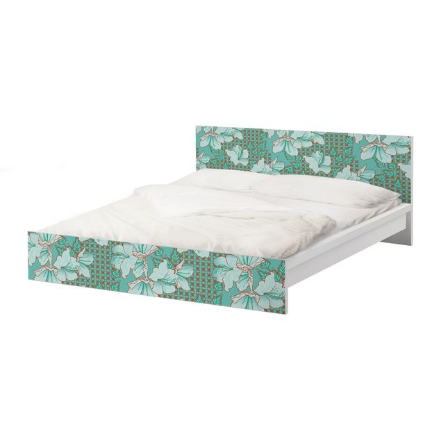 Okleina meblowa IKEA - Malm łóżko 140x200cm - Orientalny wzór kwiatowy