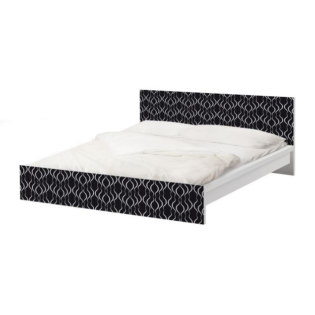 Okleina meblowa IKEA - Malm łóżko 140x200cm - Wzór w kropki w kolorze czarnym