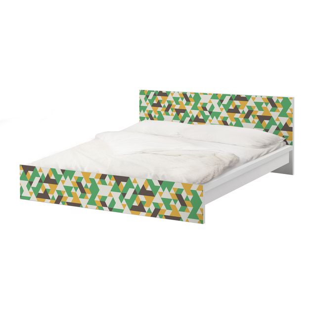 Okleina meblowa IKEA - Malm łóżko 160x200cm - Nr RY34 Zielone trójkąty