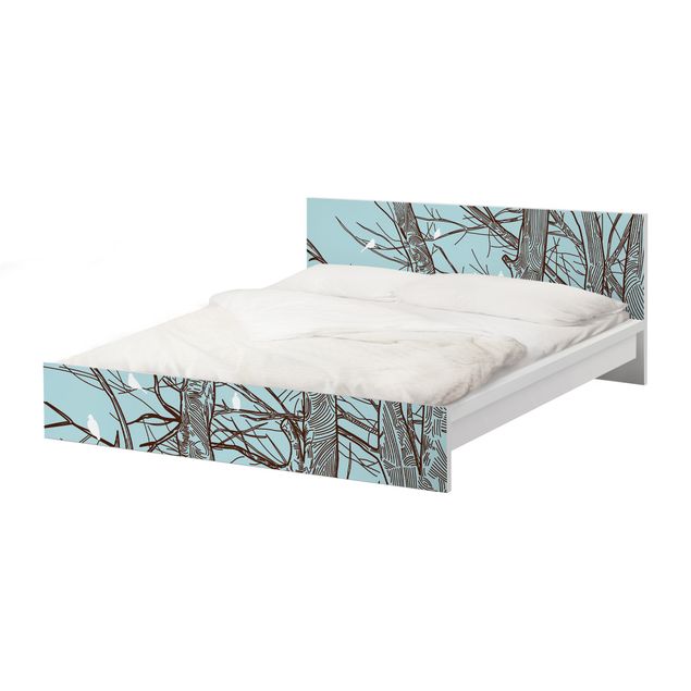 Okleina meblowa IKEA - Malm łóżko 160x200cm - Drzewa zimowe