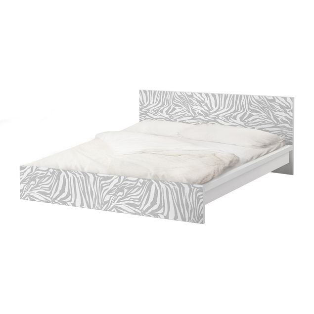 Okleina meblowa IKEA - Malm łóżko 160x200cm - Wzór w paski w kolorze jasnoszarym