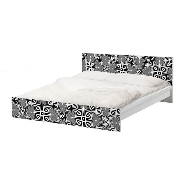 Okleina meblowa IKEA - Malm łóżko 180x200cm - Abstrakcyjny ornament czarno-biały