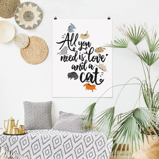 Obrazy do salonu Wszystko, czego potrzebujesz, to miłość i kot