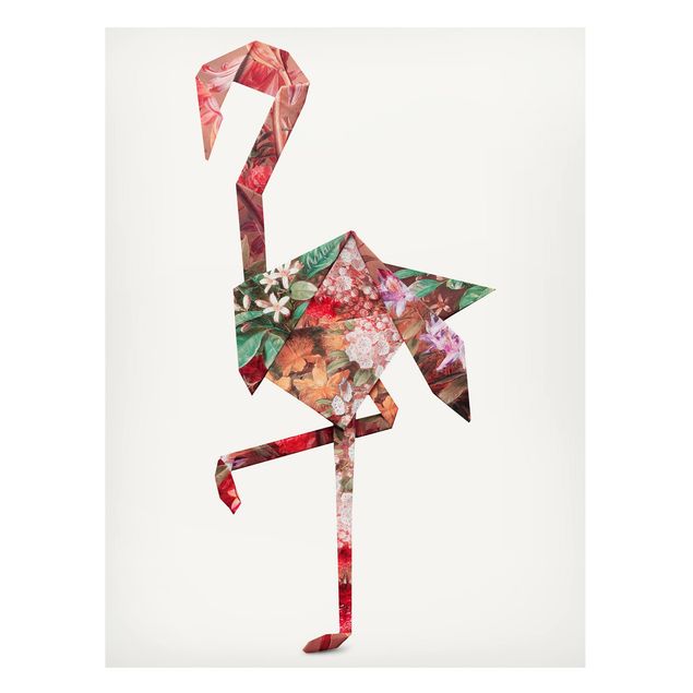 Nowoczesne obrazy do salonu Origami Flamingo