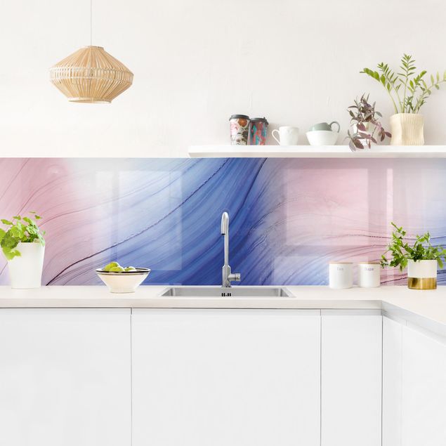 Panele szklane do kuchni Mottled Colours Blue With Light Pink