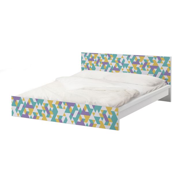 Okleina meblowa IKEA - Malm łóżko 180x200cm - Nr RY33 Trójkąty w kolorze liliowym