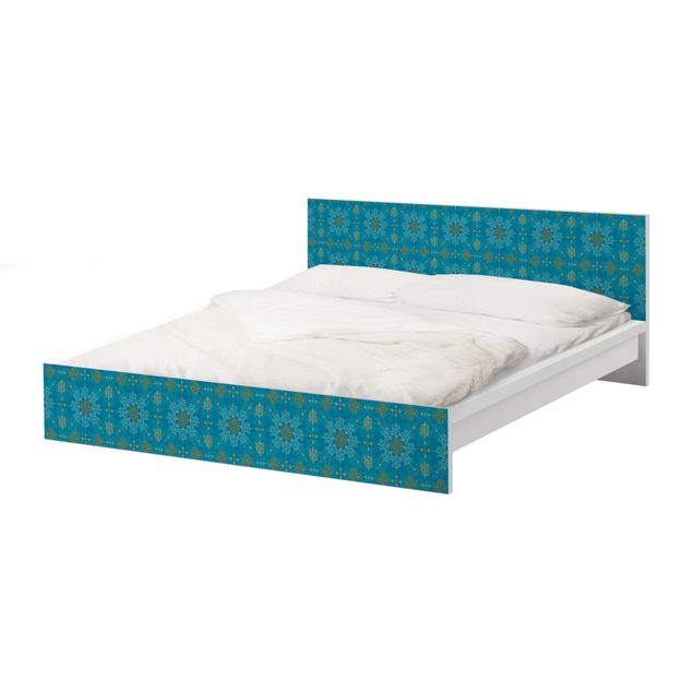 Okleina meblowa IKEA - Malm łóżko 180x200cm - Orientalny ornament turkusowy