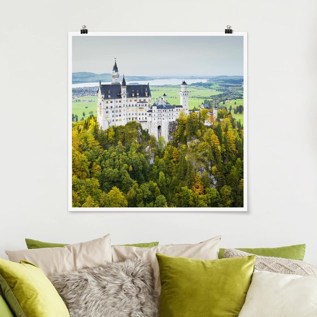 Nowoczesne obrazy do salonu Zamek Neuschwanstein Panorama