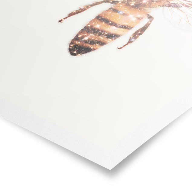 Plakat o zwierzętach pszczoła z brokatem