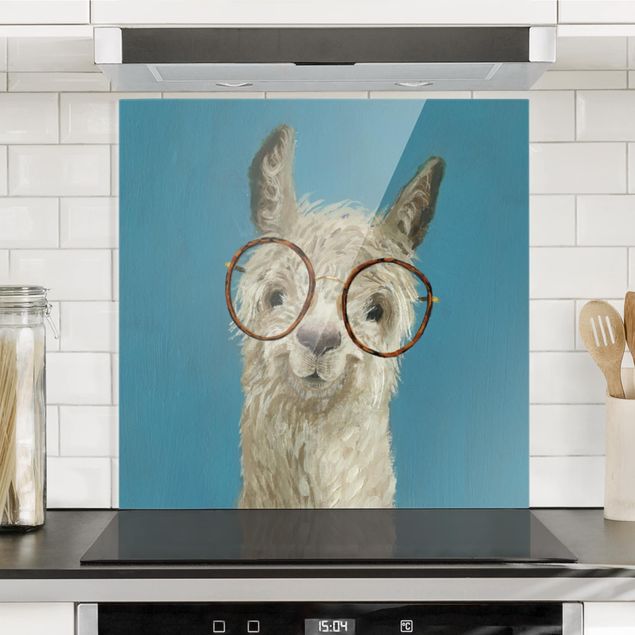 Panel szklany do kuchni - Llama w okularach I
