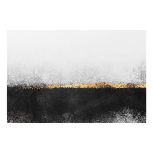 Panel szklany do kuchni - Abstrakcja Złoty horyzont czarno-biały
