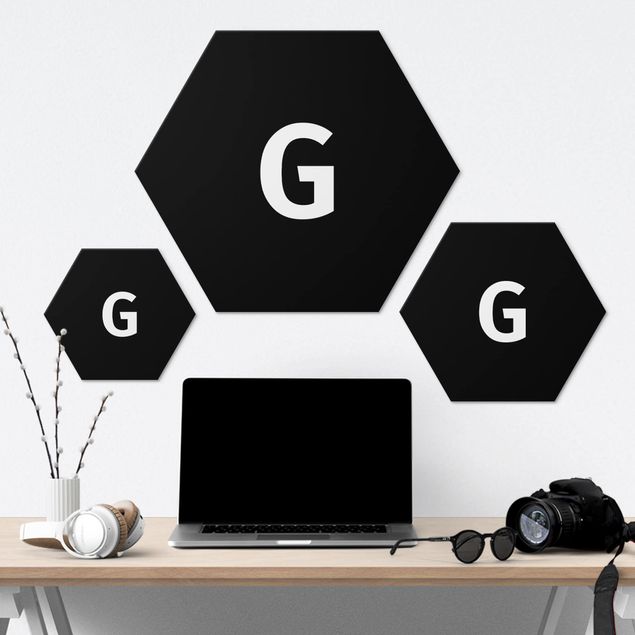 Obraz heksagonalny Czarna litera G