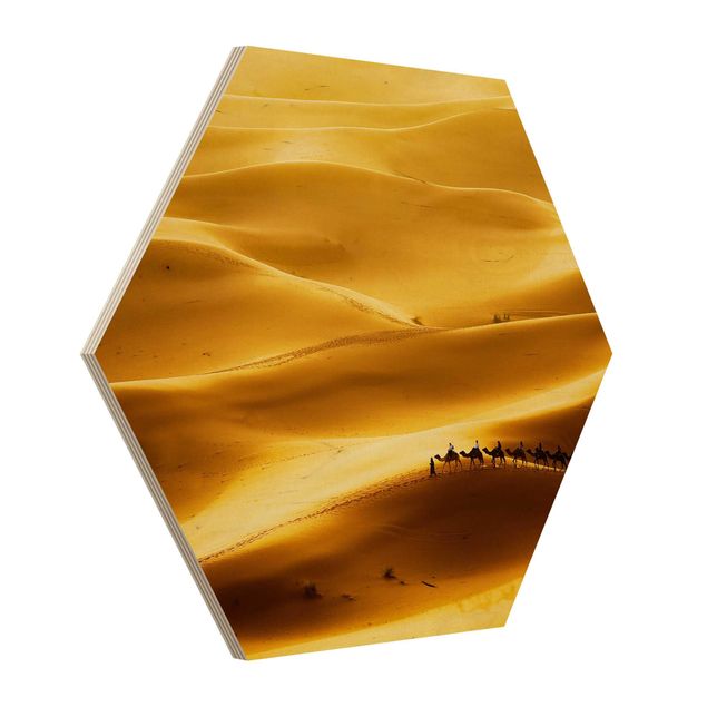 Obraz heksagonalny z drewna - Złotoen Dunes