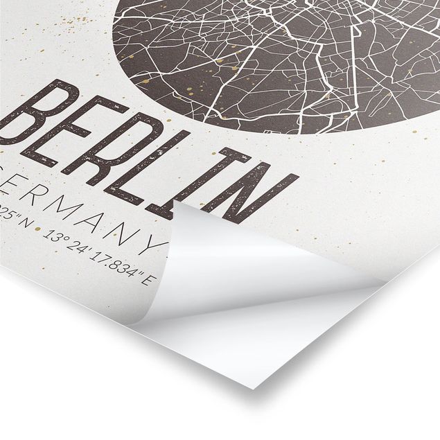 Obraz brązowy Mapa miasta Berlin - Retro