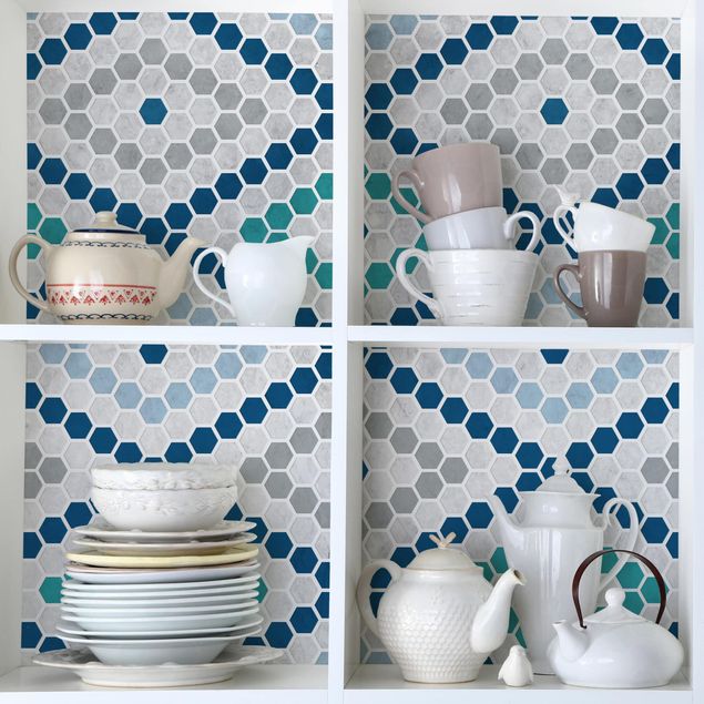 Dekoracja do kuchni Wzór płytek marokańskich turkusowoniebieski