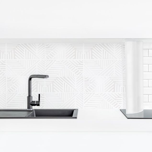 Panel ścienny do kuchni - Stempel z wzorem linii w kolorze białym