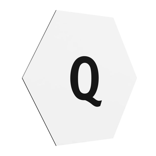 Obraz heksagonalny z Alu-Dibond - Biała litera Q