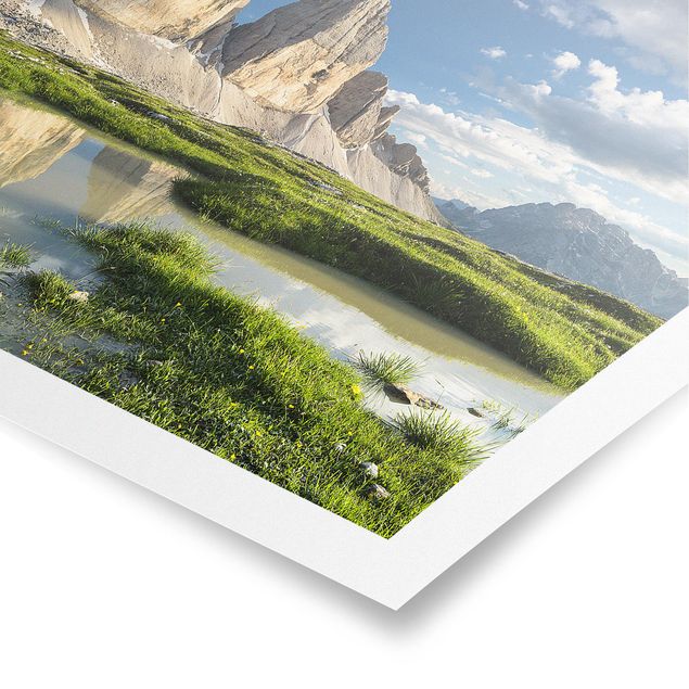 Obrazy krajobraz Bazy południowotyrolskie i odbicie wody