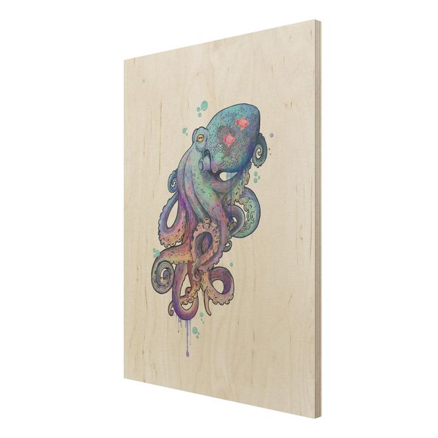 Laura Graves Art obrazy Ilustracja Ośmiornica purpurowy turkusowy obraz