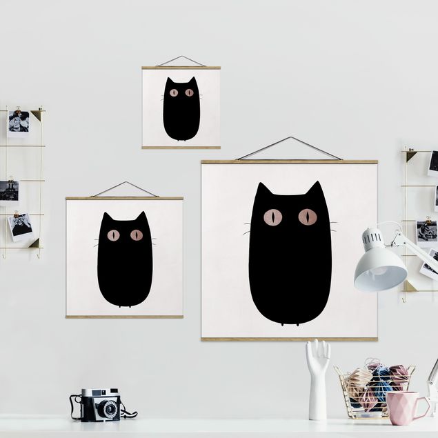 Obrazki czarno białe Ilustracja czarnego kota
