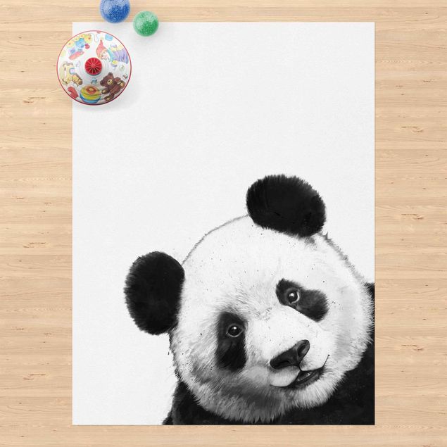 dywan zewnętrzny Ilustracja Panda Czarno Biała Malarstwo