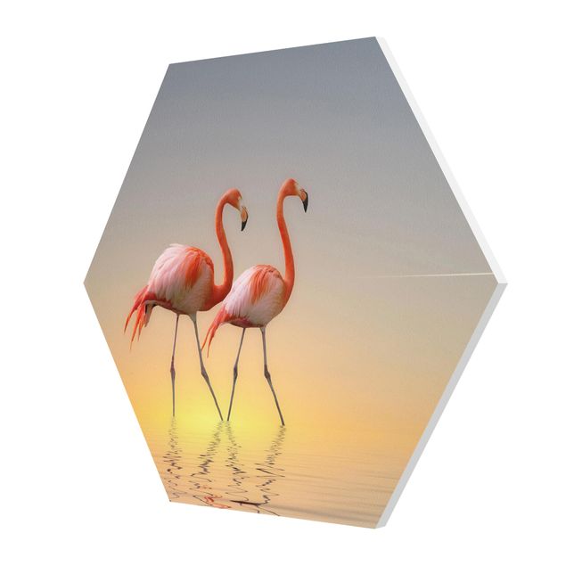Obraz pomarańczowy Miłość flaminga