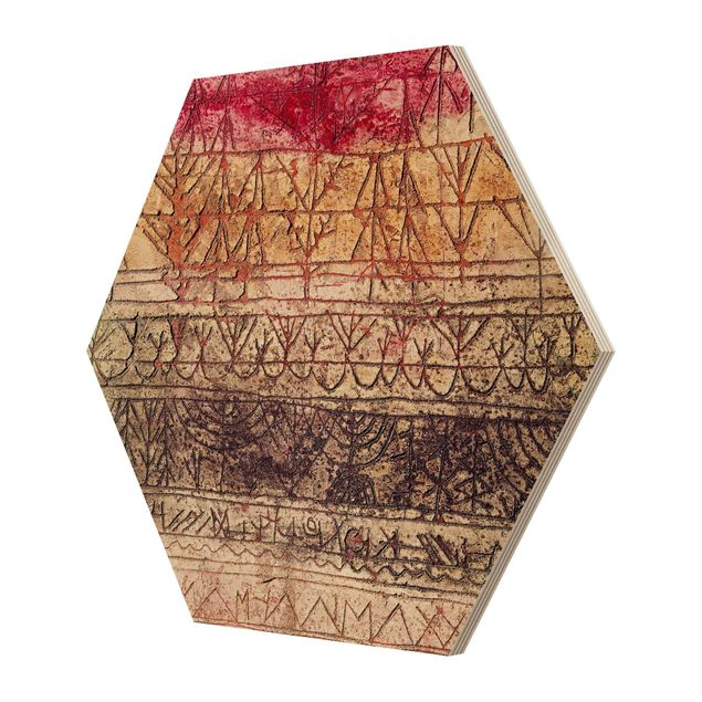 Obraz heksagonalny z drewna - Paul Klee - Panel Młody las