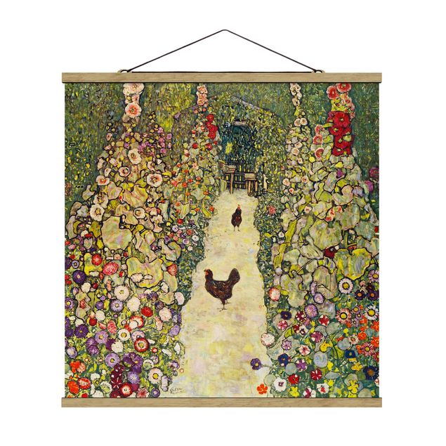 Nowoczesne obrazy Gustav Klimt - Ścieżka ogrodowa z kurczakami