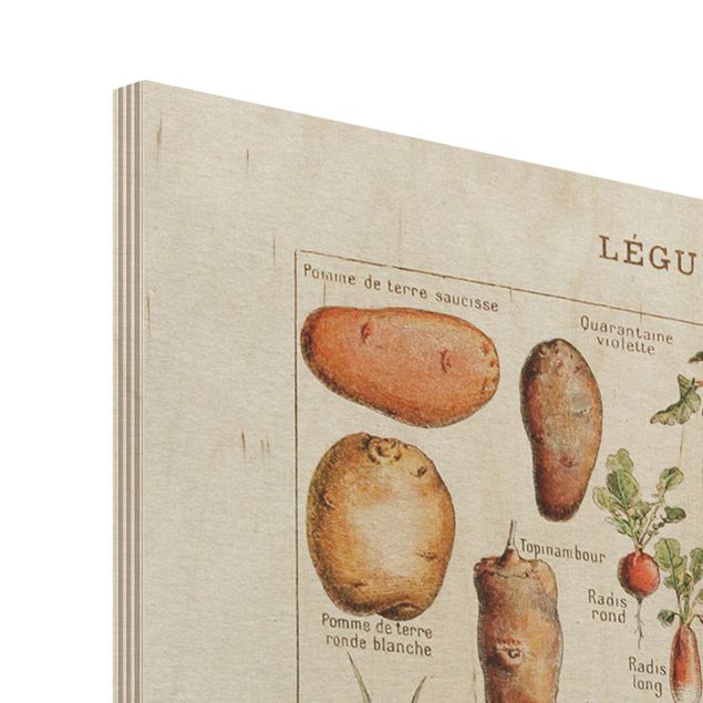 Obraz z drewna - Tablica edukacyjna w stylu vintage Warzywa