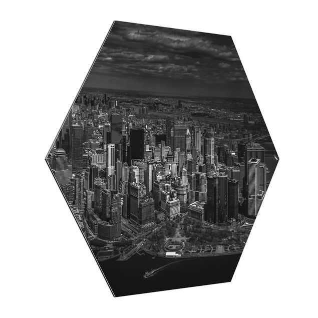 Obraz heksagonalny z Alu-Dibond - Nowy Jork - Manhattan z lotu ptaka