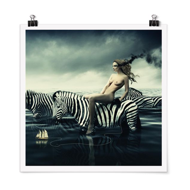 Nowoczesne obrazy Kobieta naga z zebrami