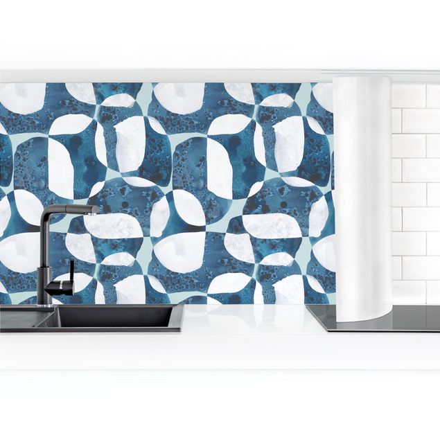 Panel ścienny do kuchni - Wzór z żywych kamieni w kolorze niebieskim II