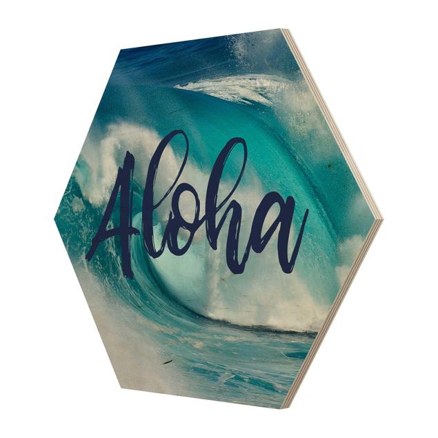 Obraz heksagonalny z drewna - Aloha