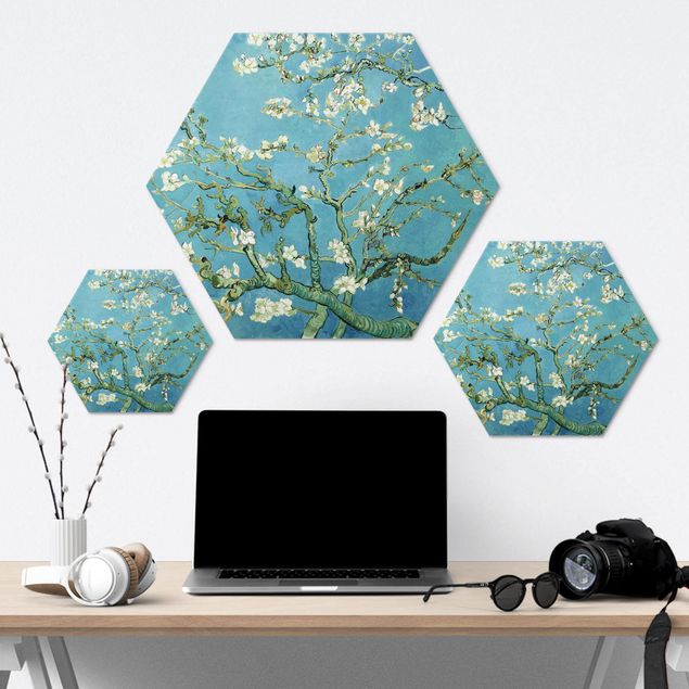 Obraz heksagonalny z Alu-Dibond - Vincent van Gogh - Kwiat migdałowca