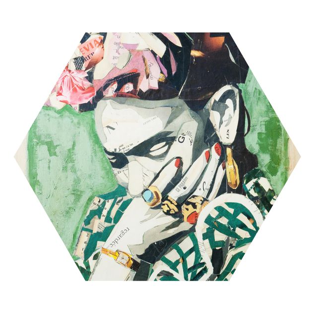 Zielony obraz Frida Kahlo - kolaż Nr 3
