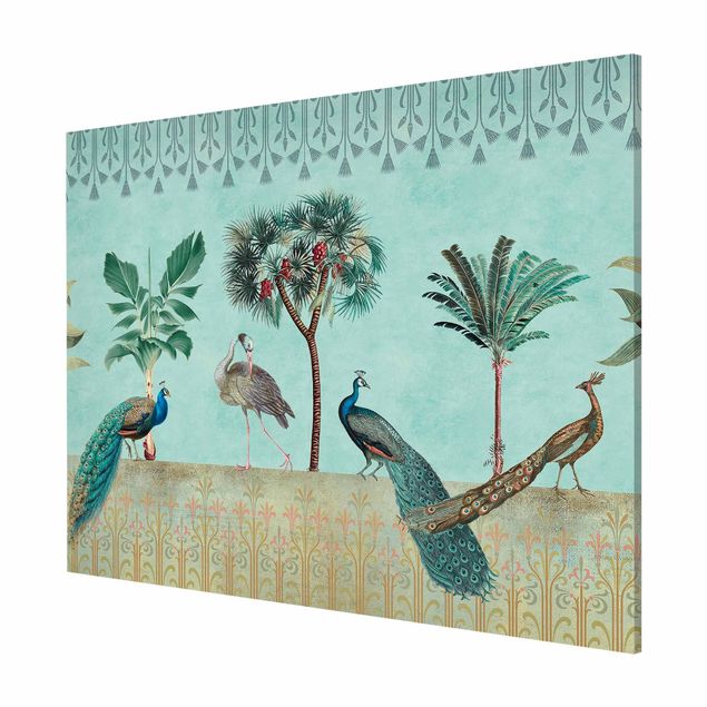 Obrazy zwierzęta Kolaże w stylu vintage - Tropikalne ptaki i drzewa palmowe